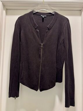 Women’s Eileen Fisher Silk Blend V Neck Zip Front Jacket, M